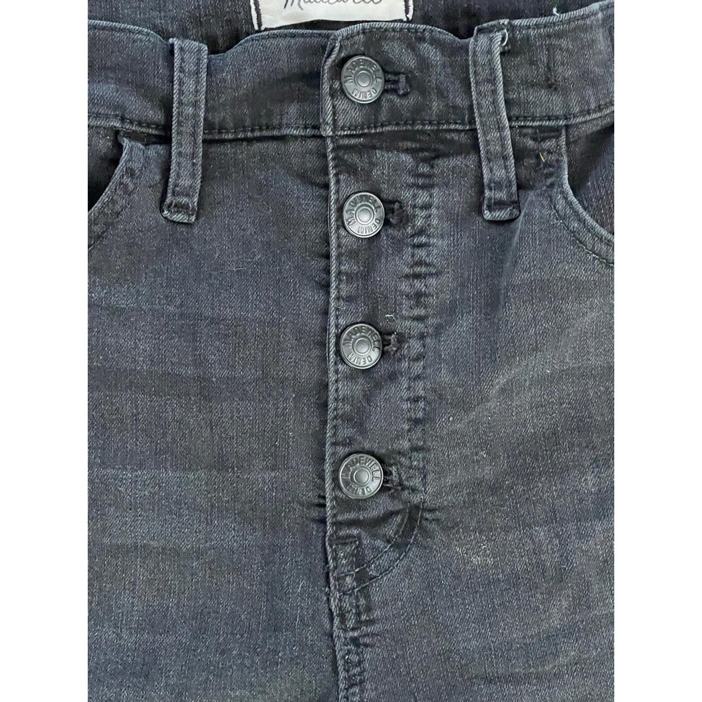 Madewell 10” High Rise Skinny Button Fly Raw Hem Dark Grey Jeans Size 29 - Picture 2 of 7